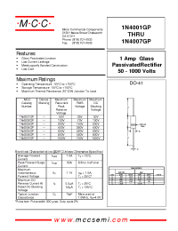 Datasheet 1N4003GP manufacturer MCC