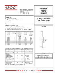 Datasheet 1N4005 manufacturer MCC