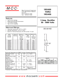 Datasheet 1N5405 manufacturer MCC