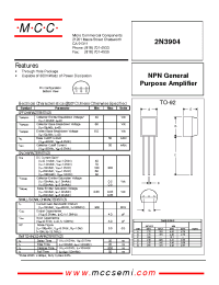 Datasheet 2N3904 manufacturer MCC