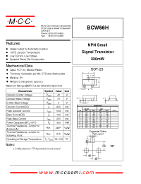 Datasheet BCW66H manufacturer MCC
