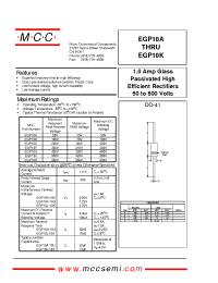 Datasheet EGP10A manufacturer MCC