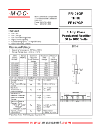 Datasheet FR101GP manufacturer MCC