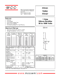 Datasheet FR104 manufacturer MCC