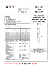 Datasheet FR157GP manufacturer MCC