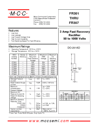 Datasheet FR301 manufacturer MCC
