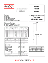 Datasheet FR601 manufacturer MCC