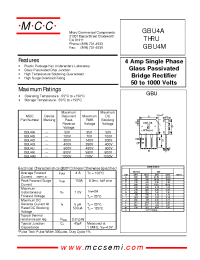 Datasheet GBU4M manufacturer MCC