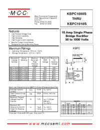 Datasheet KBPC1000S manufacturer MCC