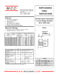 Datasheet KBPC2501GS manufacturer MCC