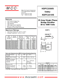 Datasheet KBPC2506S manufacturer MCC