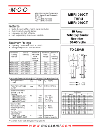 Datasheet MBR1040CT manufacturer MCC