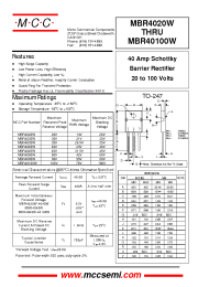 Datasheet MBR4060W manufacturer MCC