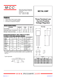 Datasheet MC79L12BP manufacturer MCC