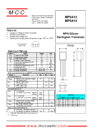 Datasheet MPSA14 manufacturer MCC