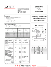 Datasheet MUR10040 manufacturer MCC
