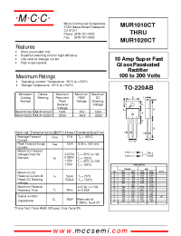 Datasheet MUR1010CT manufacturer MCC