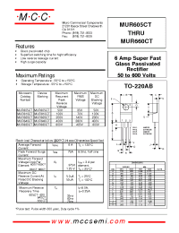 Datasheet MUR610CT manufacturer MCC