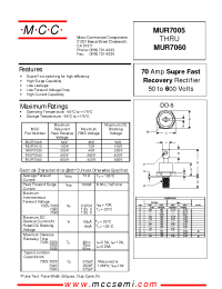 Datasheet MUR7005 manufacturer MCC