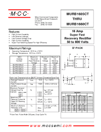Datasheet MURB1610CT manufacturer MCC