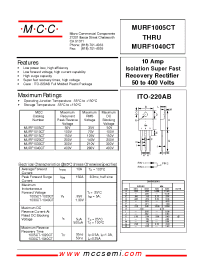 Datasheet MURF1040CT manufacturer MCC
