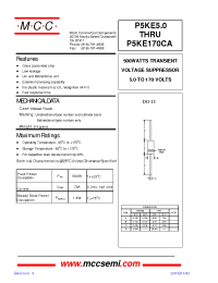 Datasheet P5KE10CA manufacturer MCC