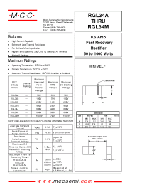Datasheet RGL34B manufacturer MCC