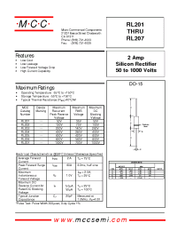 Datasheet RL201 manufacturer MCC