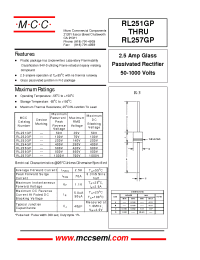 Datasheet RL251GP manufacturer MCC