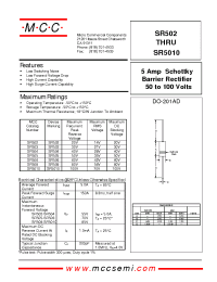 Datasheet SR503 manufacturer MCC