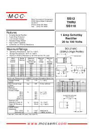 Datasheet SS12 manufacturer MCC