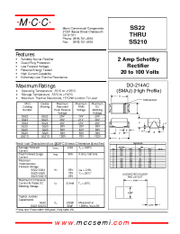 Datasheet SS210 manufacturer MCC