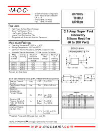 Datasheet UPR20 manufacturer MCC