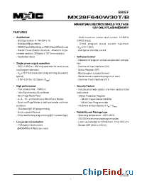 Datasheet MX28F640W30B manufacturer Macronix