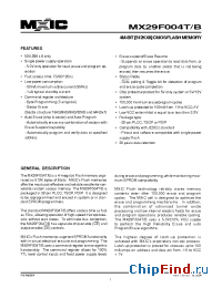 Datasheet MX29F004B производства Macronix