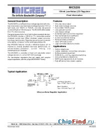 Datasheet MIC5205-2.5YM5 manufacturer Micrel