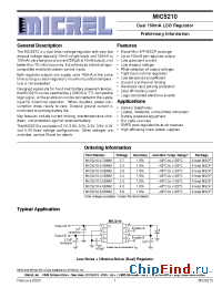 Datasheet MIC5210-2.7BMM manufacturer Micrel