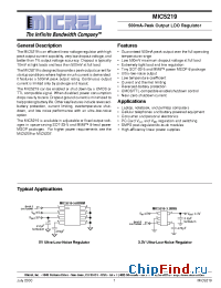 Datasheet MIC5219 manufacturer Micrel