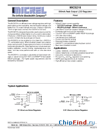 Datasheet MIC5219-2.5BM5 manufacturer Micrel