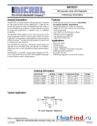 Datasheet MIC5231 manufacturer Micrel