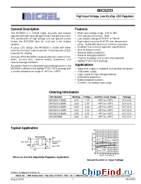 Datasheet MIC5233-1.8BM5 manufacturer Micrel