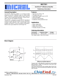 Datasheet MIC7201 manufacturer Micrel