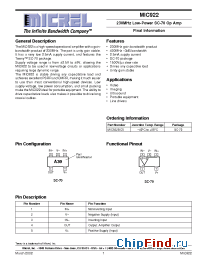 Datasheet MIC922 manufacturer Micrel