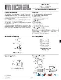 Datasheet MIC94001 manufacturer Micrel