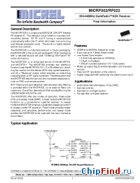 Datasheet MICRF002Bx manufacturer Micrel