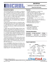 Datasheet MICRF004 manufacturer Micrel