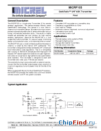 Datasheet MICRF103 manufacturer Micrel