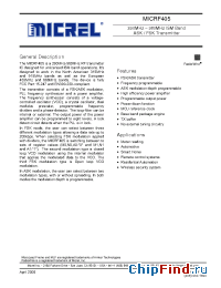 Datasheet MICRF405 manufacturer Micrel