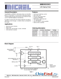 Datasheet MM5450 manufacturer Micrel