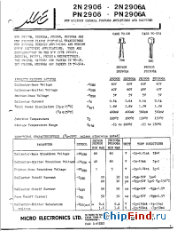 Datasheet 2N2906 manufacturer Micro Electronics